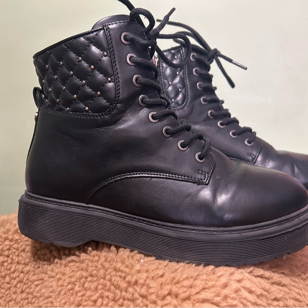 Black Quilted Ankle Boots